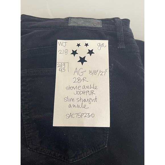 AG Adriano Goldschmeid Corduroy Pants 28R Stevie Ankle Jodhpur Black - Picture 3 of 8